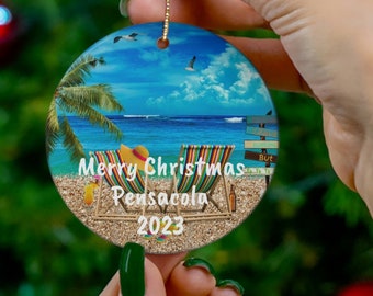 Pensacola CUSTOM Christmas Ornament, Unique Pensacola Keepsake, Pensacola Heirloom, FREE SHIPPING Nice Pensacola Memento, Pensacola Souvenir
