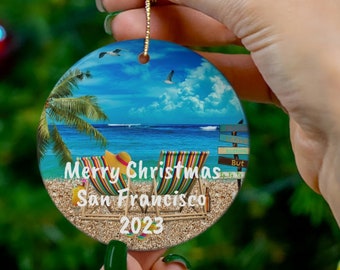 San Francisco CUSTOM Christmas Ornament, San Francisco Keepsake, San Francisco Personalized Heirloom, FREE SHIPPING, San Francisco Memento