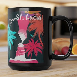 St. Lucia Coffee Mug, Unique St. Lucia 15oz Souvenir, FREE SHIPPING, Nice St. Lucia Memorabilia, St. Lucia Memento, Good St. Lucia Memory