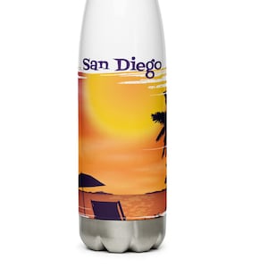 San Diego Water Bottle, San Diego Keepsake, San Diego Tumbler, FREE SHIPPING, San Diego Souvenir, Nice San Diego Gift, San Diego Memento