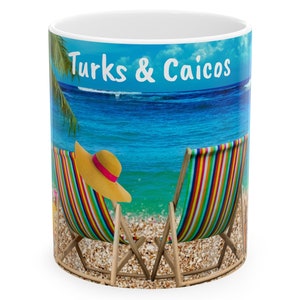 Turks And Caicos Coffee Cup, Nice Turks Caicos 11oz Souvenir, Great Turks Caicos Memento, FREE SHIPPING (Big Value) Turks Caicos Keepsake