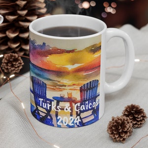 Turks & Caicos CUSTOM Coffee Cups, Personalize Turks and Caicos Gift, FREE SHIPPING, Good Custom Turks and Caicos Memento, Turks and Caicos