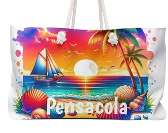 Pensacola Beach/Tote/Weekender Bag, Unique Pensacola Shoulder Bag. Large Pensacola Top Handle Bag, FREE SHIPPING (Big Value) Pensacola Fl