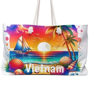 Vietnam Beach/Weekender Bag, Unique Vietnam Tote Bag. Large Vietnam Casual Bag, FREE SHIPPING (Big Value) Great Vietnam Gift, Vietnam Trip