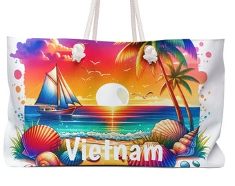 Vietnam Beach/Weekender Bag, Unique Vietnam Tote Bag. Large Vietnam Casual Bag, FREE SHIPPING (Big Value) Great Vietnam Gift, Vietnam Trip