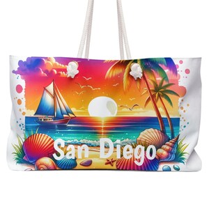 Borsa da spiaggia/tote/weekender di San Diego, borsa a tracolla unica di San Diego. Grande borsa con manico superiore di San Diego, SPEDIZIONE GRATUITA (grande valore) regalo di San Diego