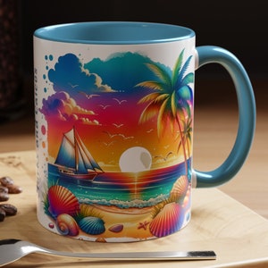 Turks and Caicos Blue Accent Coffee Cup, Awesome Turks and Caicos Memento Great Turks Caicos Souvenir FREE SHIPPING (Big Value) Turks Caicos