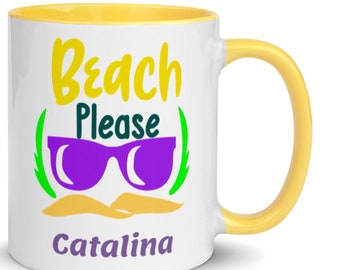 Catalina Coffee Mug, Unique Catalina "Beach Please" Souvenir, 6 Colors FREE SHIPPING, Good Catalina Beach Gift, Catalina Keepsake, Catalina