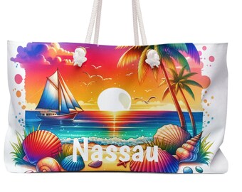 Bolso de playa, bolso de mano o bolso de fin de semana de Nassau, exclusivo bolso de hombro de Nassau. Bolso grande con asa superior de Nassau, ENVÍO GRATIS (gran valor) Regalo de Nassau