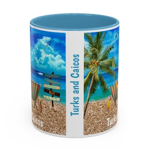 Turks and Caicos Coffee Cup, Nice Turks Caicos Blue Mug, FREE SHIPPING (Big Value), Good Turks Caicos Souvenir, Great Turks Caicos Memento