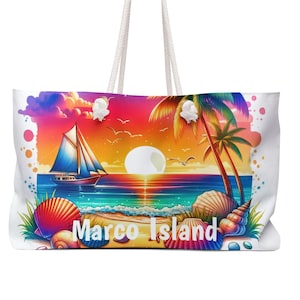 Marco Island Beach/Weekender Bag, Unique Marco Island Tote Bag. Large Marco Island Travel Bag, FREE SHIPPING (Big Value) Marco Island Gift
