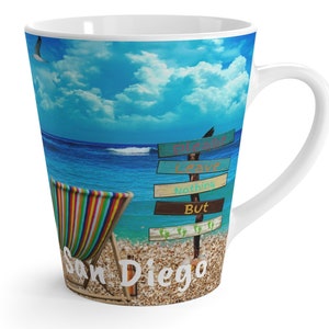 San Diego Latte Mug, Unique San Diego Memorabilia, Nice San Diego Gift, FREE SHIPPING, Great San Diego Memento, San Diego Memorabilia