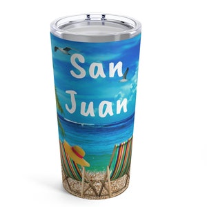 San Juan Water Tumbler, Unique San Juan Memento, San Juan 20oz Souvenir, FREE SHIPPING, San Juan Keepsake, San Juan Memorabilia, San Juan PR