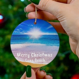Long Beach CUSTOM Christmas Ornament, Unique Long Beach Keepsake, Long Beach Christmas Heirloom FREE SHIPPING Long Beach Memento, Long Beach