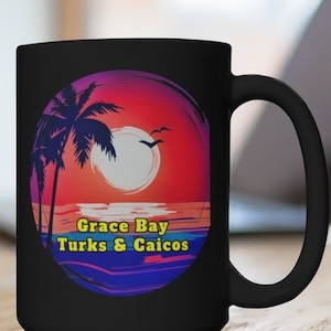 Turks & Caicos Kaffeetasse, Grace Bay Memento, KOSTENLOSER VERSAND, schönes Turks Caicos Souvenir, cooles Turks und Caicos Geschenk, Turks und Caicos Memory
