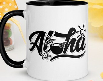 Aloha Coffee Mug, Aloha Hawaii, Nice Aloha 11oz 6 COLORS Coffee Cups, FREE SHIPPING, Great Aloha Gifts, Hawaii Gifts, Hawaii Souvenirs