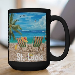 St. Lucia Coffee Mug, Unique St. Lucia Memorabilia, St. Lucia Souvenir, FREE SHIPPING, St. Lucia Gift, St Lucia Keepsake, St. Lucia Memory