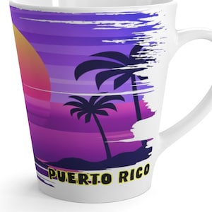 Puerto Rico Latte Mug, Unique Puerto Rico Souvenir, Puerto Rico Memorabilia, FREE SHIPPING, Puerto Rico Memento, Puerto Rico Keepsake