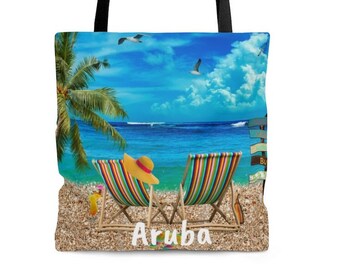 Aruba Beach Bag, Unique Aruba Tote & Utility Bag, 2 SIDED, Great Aruba Souvenirs, FREE SHIPPING, Aruba Gift, Aruba Memory, Aruba Memento