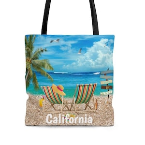California Beach Bag, Unique California Large 2-Sided Tote/Utility Bag, FREE SHIPPING, Great California Gift Ideas, Good California Souvenir