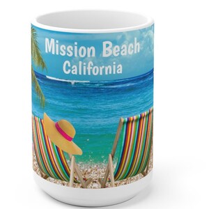 Mission Beach Coffee Mug, Unique Mission Memorabilia, 2 SIZES, Mission Beach Gift FREE SHIPPING Mission Beach Souvenir, Mission Beach Memory