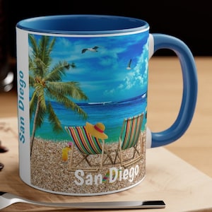 San Diego Coffee Mug, Unique San Diego 4-Colors Memorabilia, FREE SHIPPING, Great San Diego Souvenir, Cool San Diego Keepsakes, San Diego CA