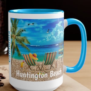 Huntington Beach Coffee Mug, Unique Huntington Beach 5 COLORS 15oz Memorabilia, FREE SHIPPING, Huntington Beach Gift, Huntington Souvenir