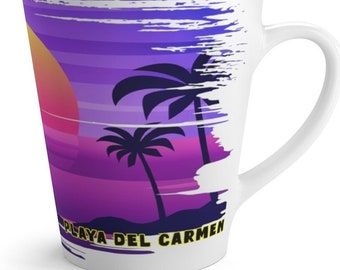 Playa Del Carmen Latte Mug, Unique Playa Del Carmen Souvenir, Playa Del Carmen Memorabilia, FREE SHIPPING, Playa Del Carmen Memento, Mexico