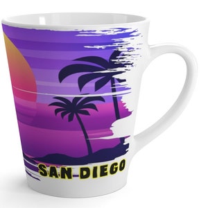 San Diego Latte Cups, Unique San Diego Souvenir, San Diego Memorabilia, FREE SHIPPING, San Diego Gift, San Diego Memento, San Diego Memory