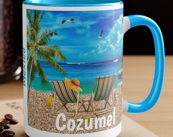 Cozumel Coffee Mugs, Unique Cozumel 5 COLORS Memorabilia, FREE SHIPPING, Cozumel Gift, Cozumel Souvenir, Cozumel Memento, Cozumel Keepsake