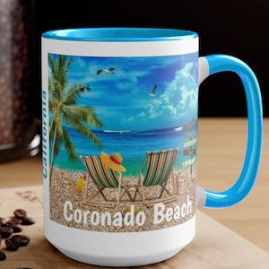 Coronado Beach koffiekopjes, unieke Coronado Beach Memorabilia, GRATIS VERZENDING, Coronado Beach Gift, Coronado Souvenir, Coronado Memento
