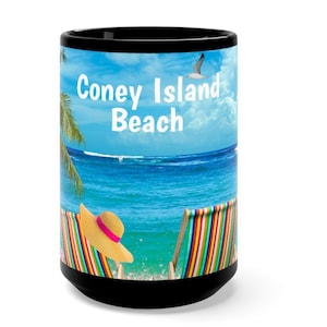 Coney Island Beach Coffee Mug, Unique Coney Island Beach Memorabilia, FREE SHIPPING, Coney Island Souvenir, Coney Island Gift, Coney Island
