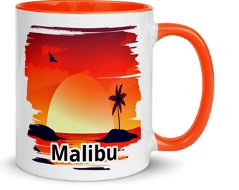 Malibu Coffee Cup, Unique 11oz Malibu Memorabilia, 6 COLORS, Good Malibu Souvenir, FREE SHIPPING, Cool Malibu Beach Gift, Malibu California