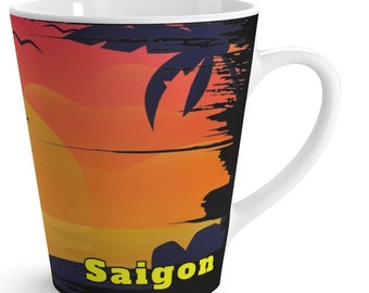 Saigon Latte Coffee Mugs, Unique Saigon Memorabilia, Saigon Souvenir, FREE SHIPPING, Ho Chi Mien City, Saigon Keepsake, Saigon Memento