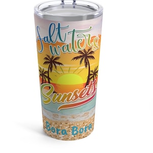 Bora Bora Water Bottle, Unique Bora Bora 20oz Tumbler, FREE SHIPPING, Bora Bora Gift, French Polynesia, Bora Bora Memento, Bora Bora Memory