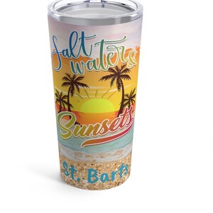 St Barts Water Bottle, Unique St Barts 20oz Tumbler, FREE SHIPPING, St Barts Gift, St Barts Souvenir, St Barts Memorabilia, St. Barts Memory