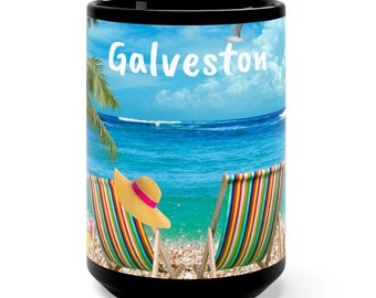 Galveston Coffee Cup, Unique Galveston Souvenir, Galveston Memento, Galveston Gift, FREE SHIPPING, Galveston Memorabilia, Galveston Memory