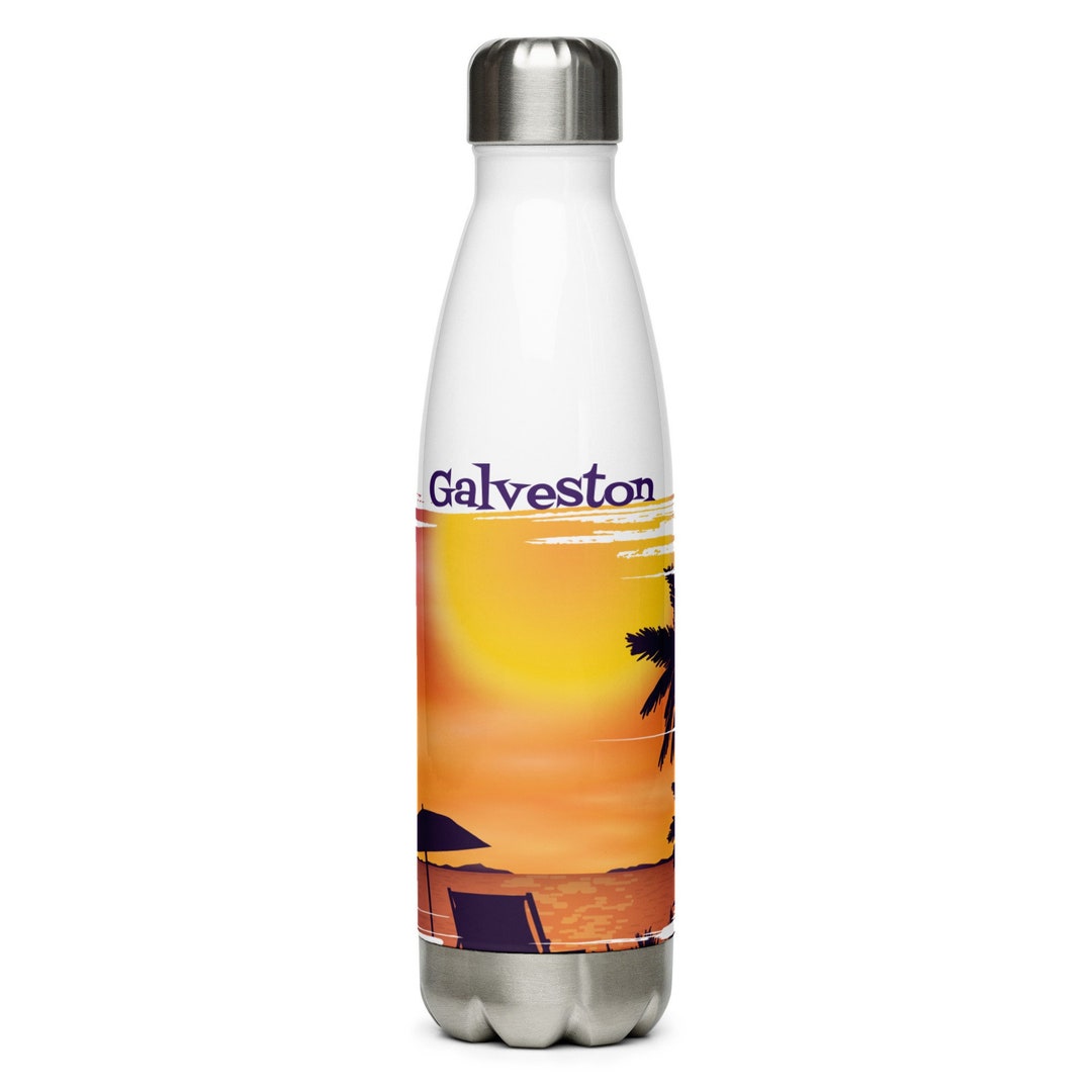 Galveston Water Bottle, Unique Galveston Tumbler, Galveston Keepsake