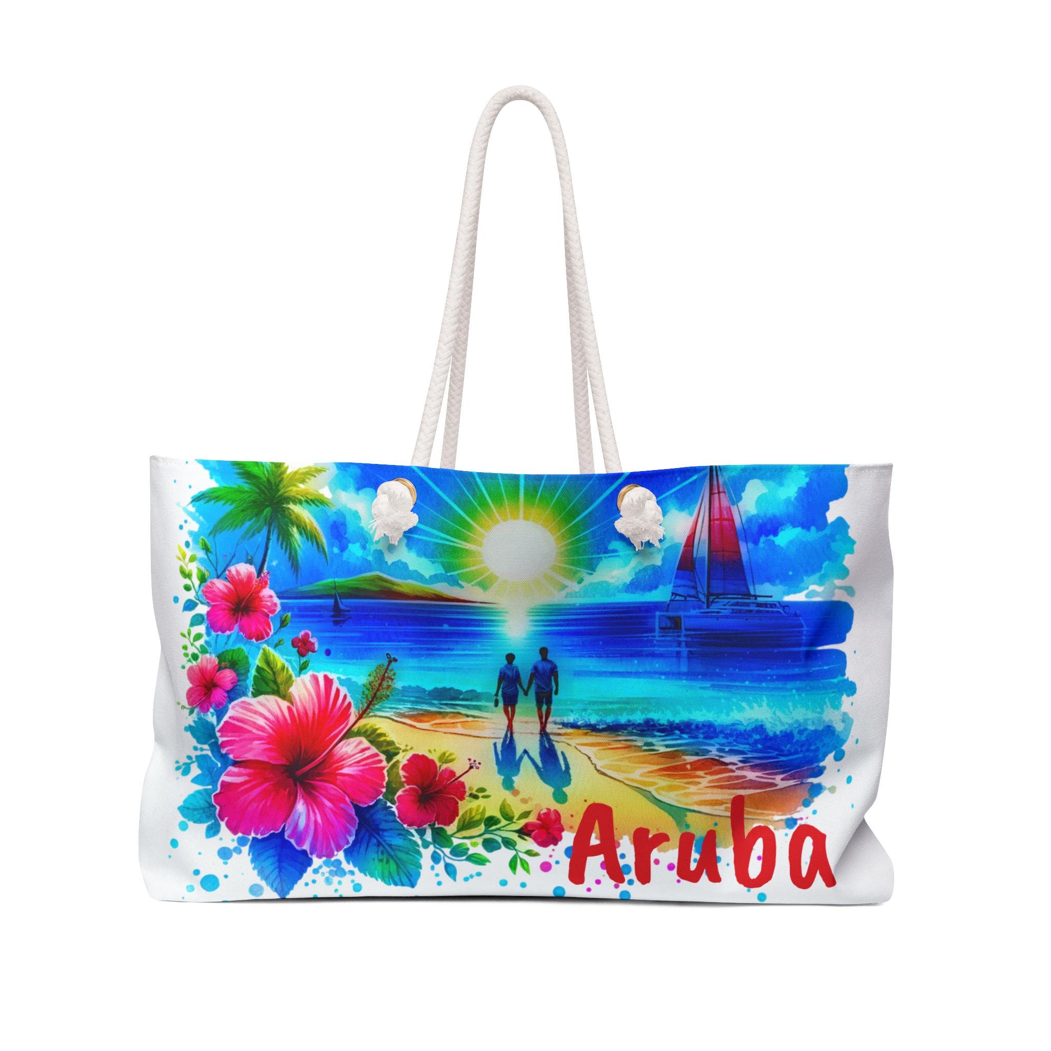 Aruba Beach/Tote/Weekender Bag, Aruba Shoulder Bag. Large Aruba Top Handle Bag FREE SHIPPING (Big Value) Nice Aruba Island Souvenir
