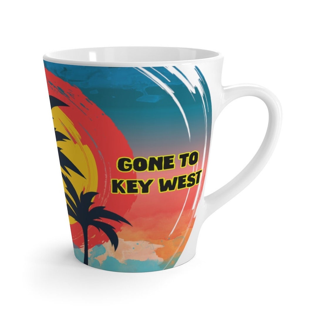 Key West Latte Mug, Key West Florida Coffee Cups, FREE SHIPPING, Key