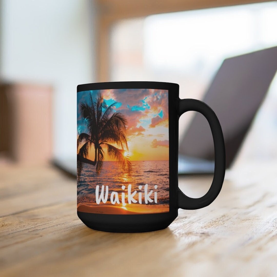 Waikiki Coffee Cup, Unique Waikiki Souvenir, Waikiki Gift, FREE