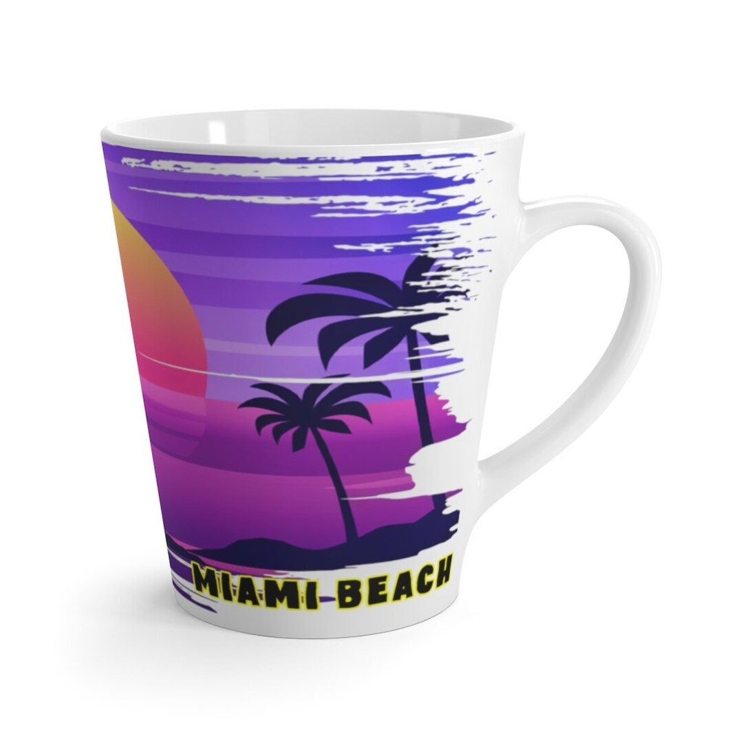 Miami Beach Latte Cup, Unique Miami Beach Souvenir, Miami Beach Memento, FREE SHIPPING, Miami