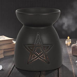 Pentagram Wax Warmer: Witchy Black Ceramic Oil Burner