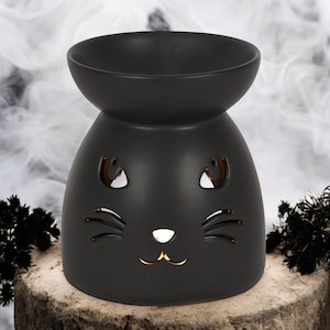 Black Cat Ceramic Oil Burner: Gothic Home Decor