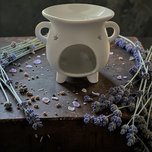 Black or White Cauldron Wax Melt Burner – Ceramic Oil Warmer for Witch Altar Decor image 7
