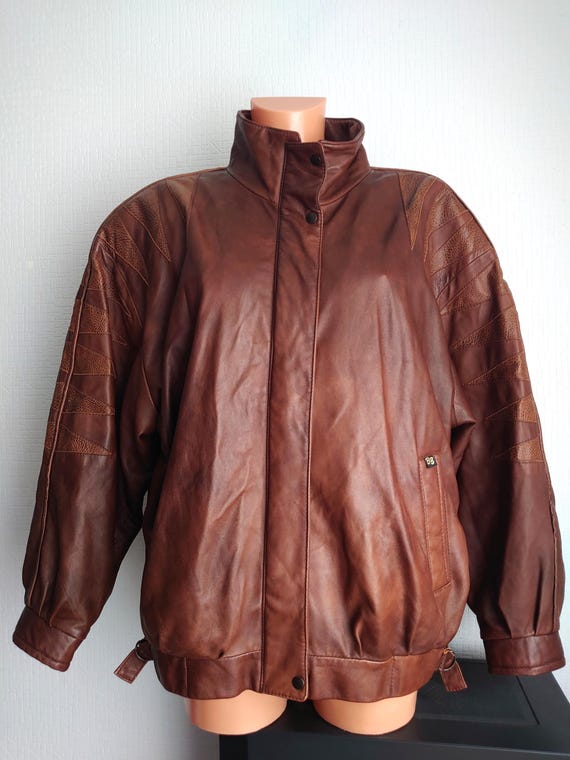 ジャケット・アウター 80s A-2 real leather bomber jacket vtg Real Leather Jacket by Birger Biskop - Etsy