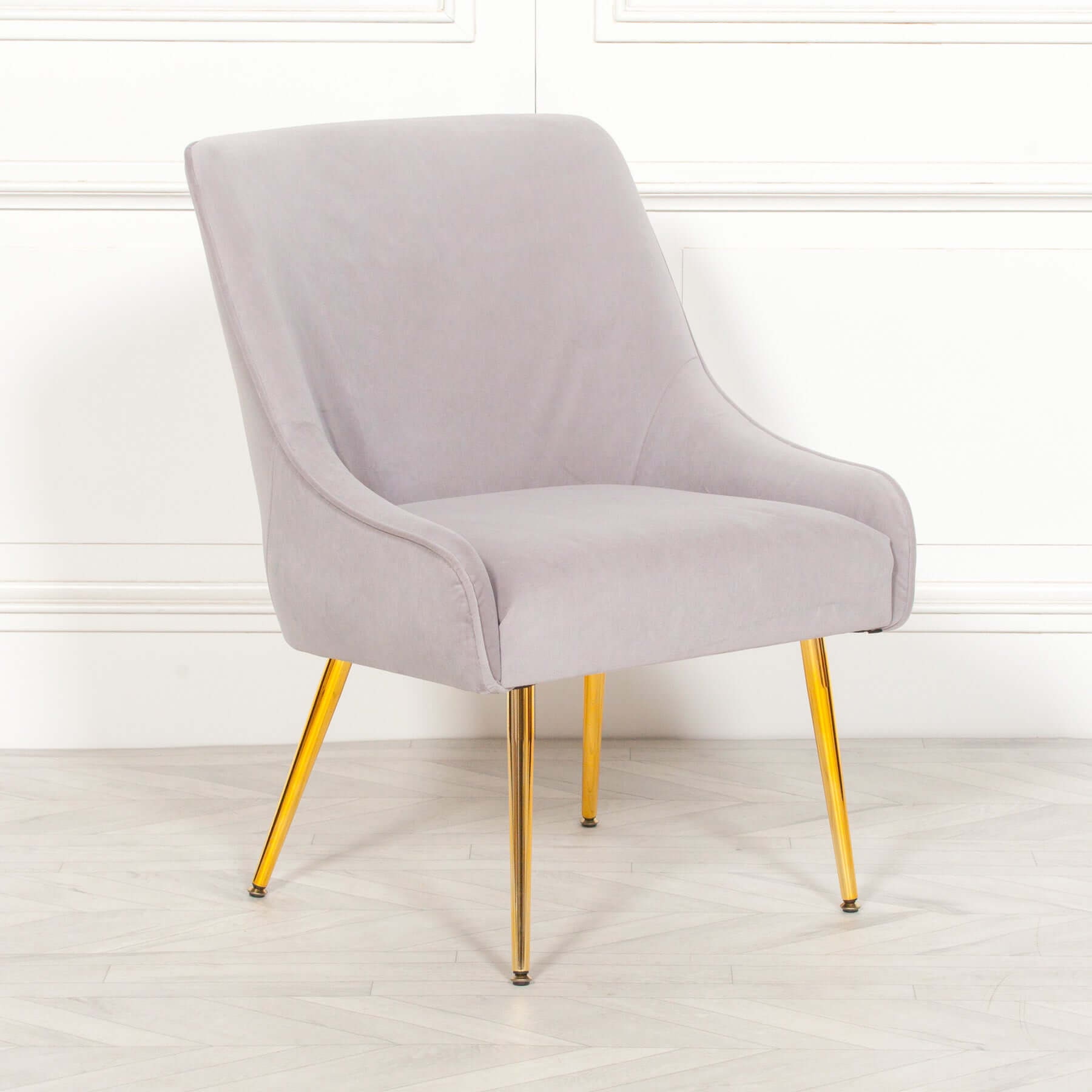 Light Grey Chair With Gold Legs Accent Occasional Style Etsy UK