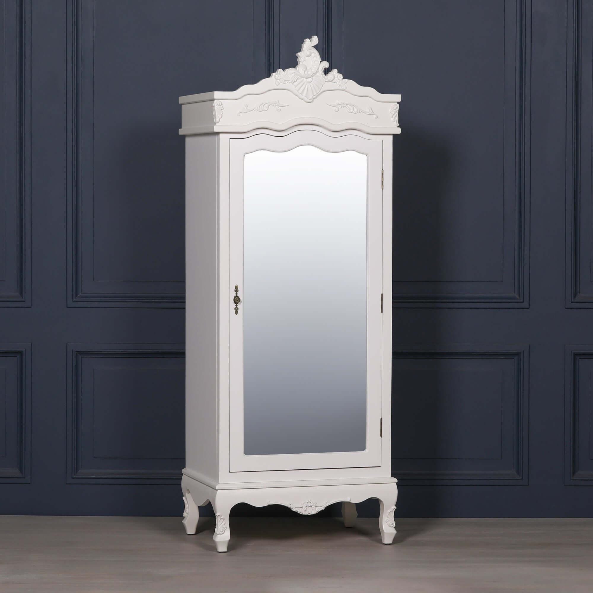White Single Door Armoire wardrobe With Mirrored Door French Style Etsy