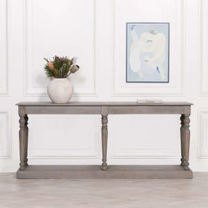 Column Leg Aged Rustic Wooden Console Table