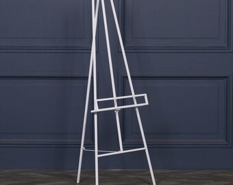 Contemporary White Metal Easel with Adjustable Shelf